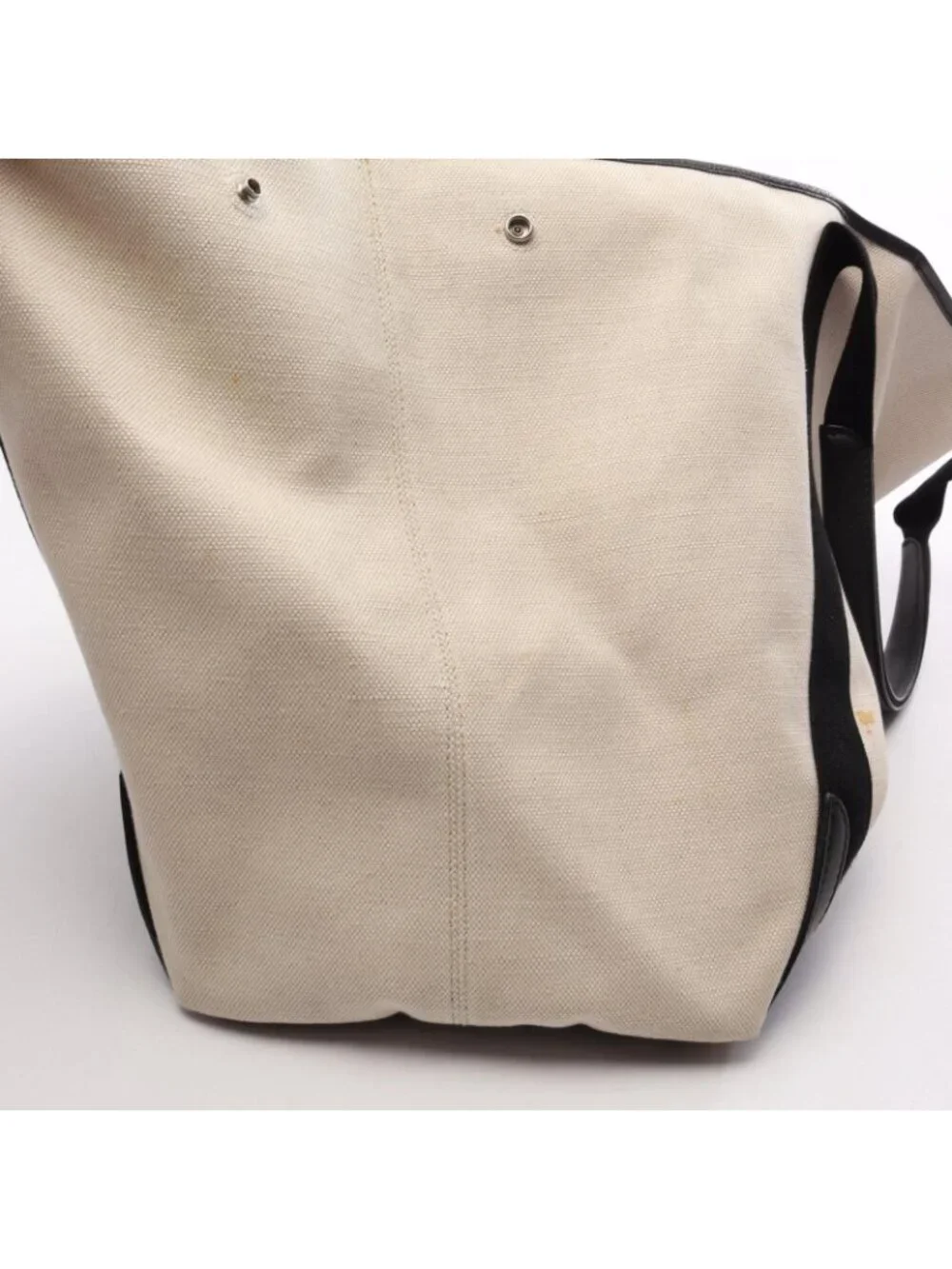 Balenciaga Tote Bag Navy Cabas M Black Natural Canvas Leather